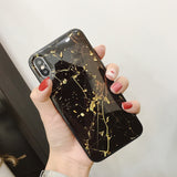 Luxury Gold Foil Bling Marble Phone Case For iPhone